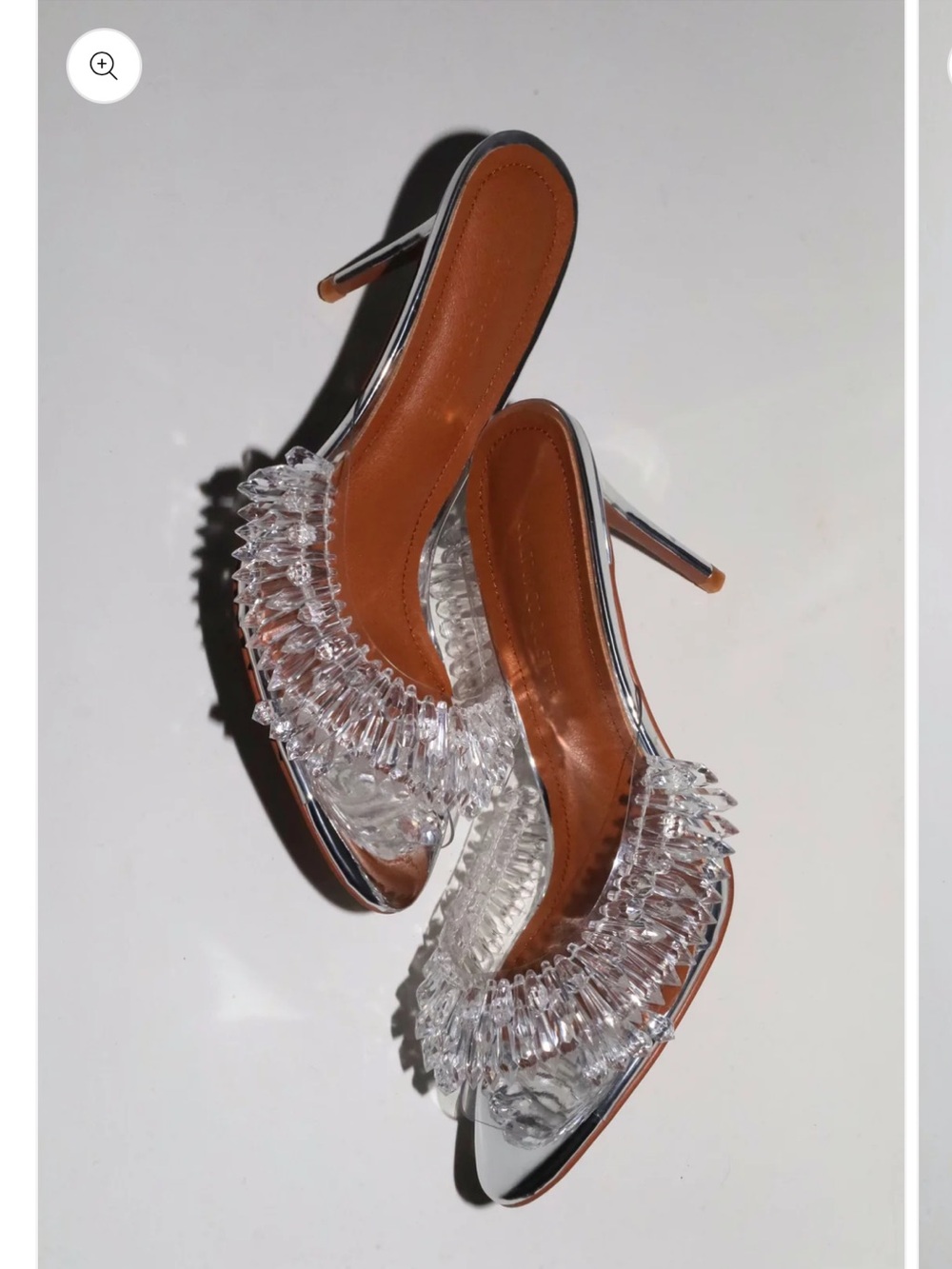 Clear Beaded Stiletto Mule with Brown Insole
